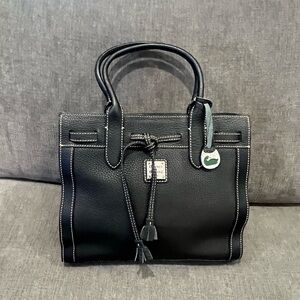 Dooney & Bourke Tassel Tote East West Black Pebbled Leather Bag